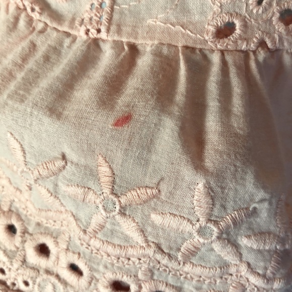 Peasant style Pink Summer Dress Lace up Front Lined with Floral size M - Picture 7 of 8